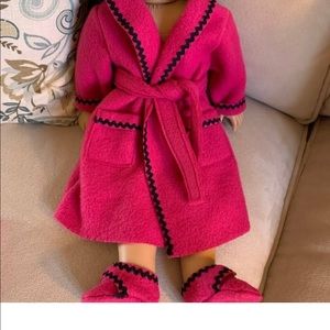 American Girl Doll-Pink Fleece Robe and Slippers